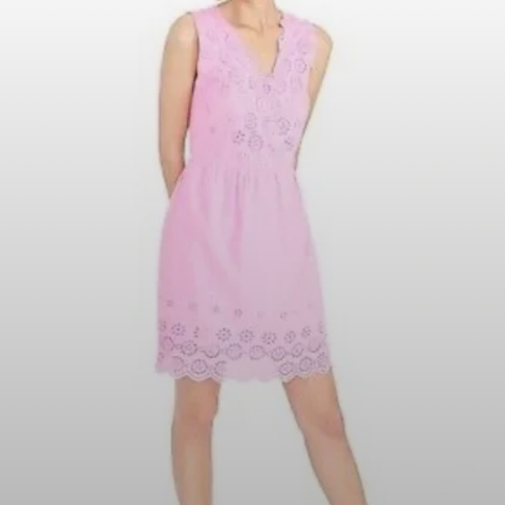 Dress J. Crew pink eyelet dress size 4 pink color lined